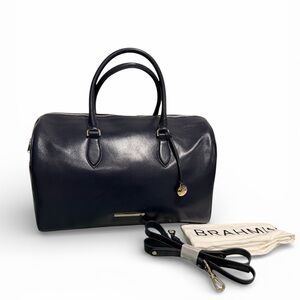 Brahmin Spencer Satchel Navy Blue Leather Weekender Bag NWT $425
